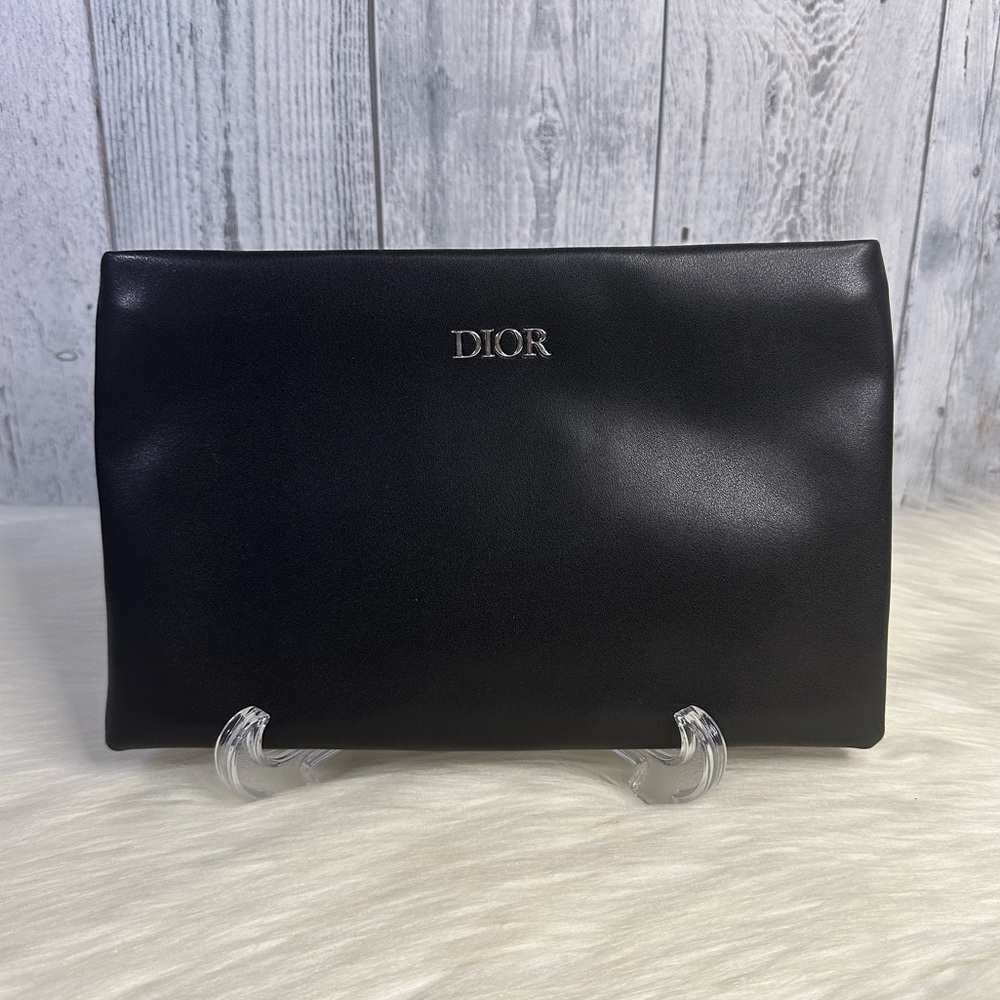 Dior Black Faux Leather Cosmetic Pouch